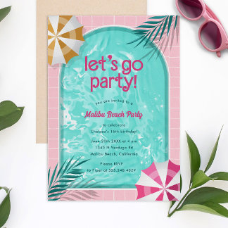 Malibu Beach Doll Summer Pool Party Geburtstag Einladung