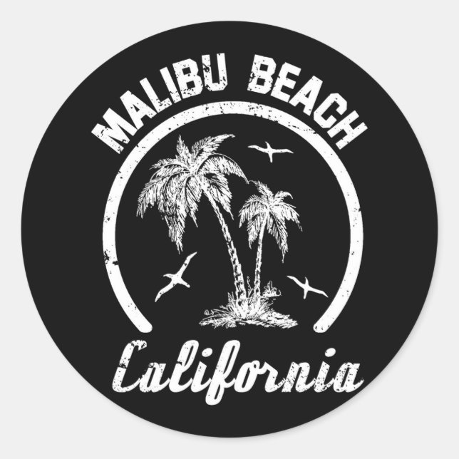 Malibu Beach Runder Aufkleber (Vorderseite)