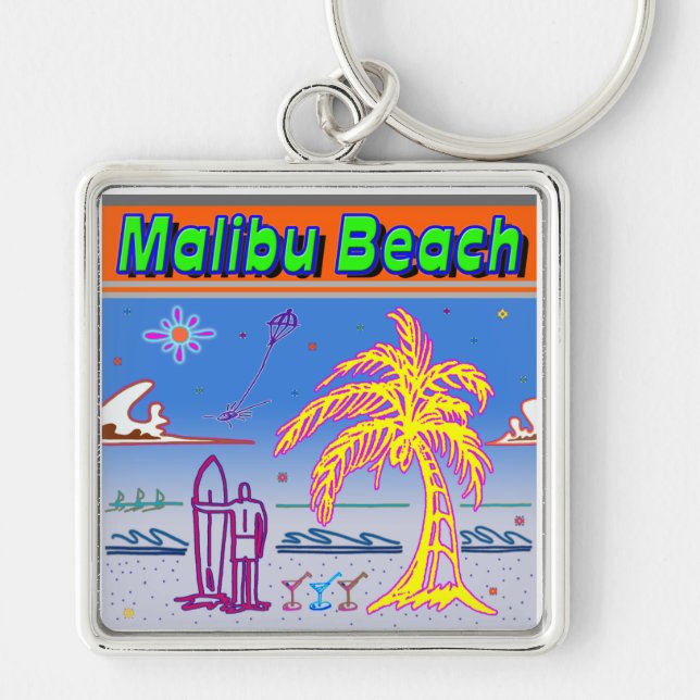 "Malibu Beach" Surfer Schlüsselanhänger (Vorne)