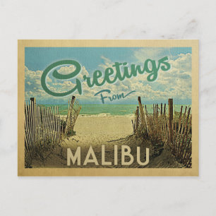 Malibu Beach Vintage Travel Postkarte