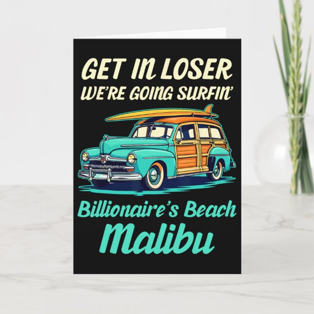Malibu Billionaire's Beach Surf Women Men Vintage  Karte (Vorderseite)