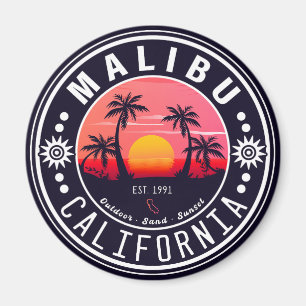 Malibu Ca Retro Sonnenuntergang Palmen Souvenirs 6 Magnet