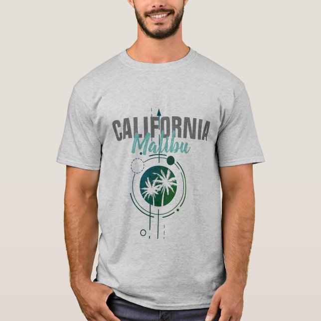Malibu California Geometric Palms T-Shirt (Vorderseite)