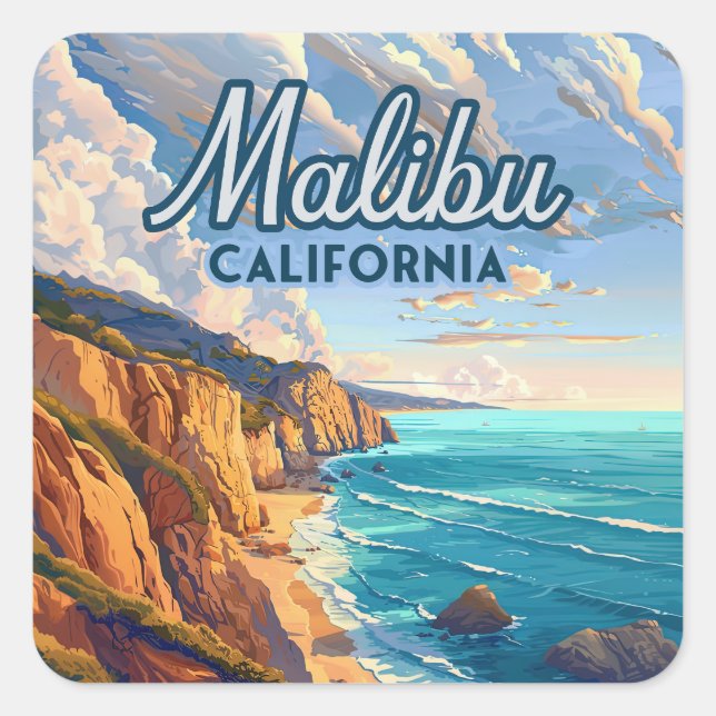 Malibu California Los Angeles El Matador Beach Quadratischer Aufkleber (Vorderseite)