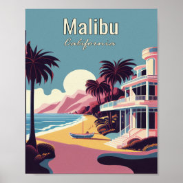 Malibu California Minimalistisch Vintag Art Poster