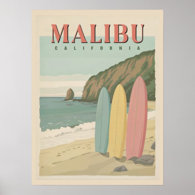 Malibu, California Poster - Sonne, Sand und Surf (Vorne)