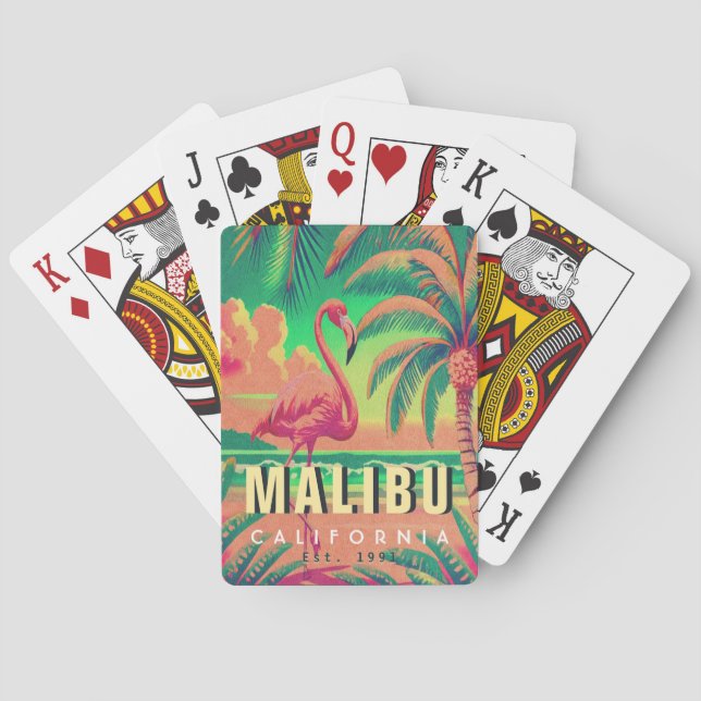 Malibu California Retro Flamingo Souvenirs 1950s Spielkarten (Rückseite)