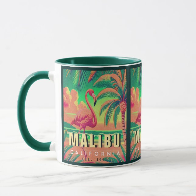 Malibu California Retro Flamingo Souvenirs 1950s Tasse (Links)
