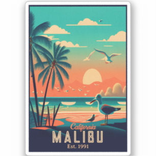 Malibu California Retro Sunset Souvenirs der 50er  Aufkleber