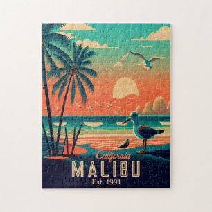 Malibu California Retro Sunset Souvenirs der 50er Puzzle