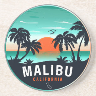 Malibu California Retro Sunset Tropical Souvenirs Getränkeuntersetzer
