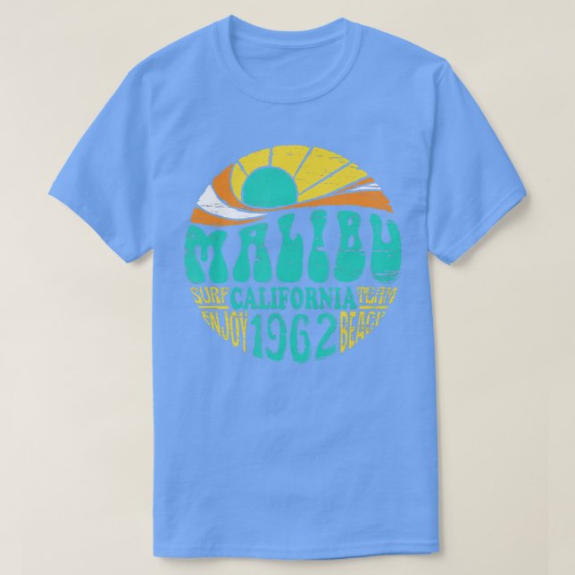 Malibu California Retro Surf Team Beach T-Shirt (Design vorne)