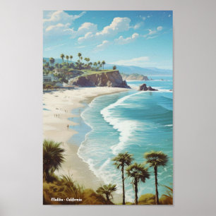 Malibu California USA Vintage Travel Poster