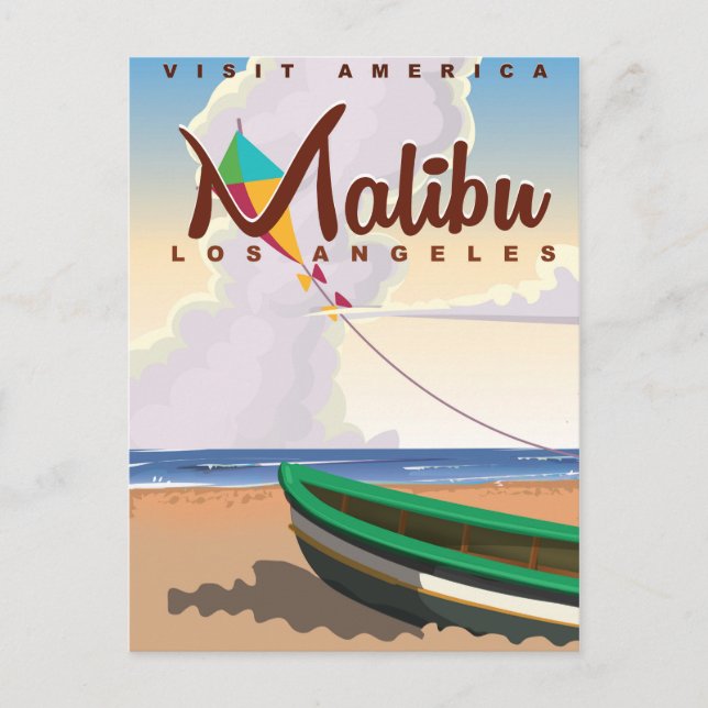 Malibu California Vintage Travel Poster Postkarte (Vorderseite)