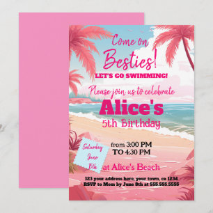 Malibu Doll Beach Pool Geburtstag Einladung