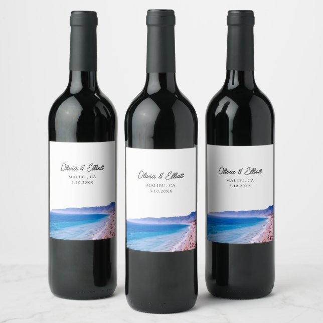 Malibu Gastgeschenk Hochzeit Personalisiert Wine L Weinetikett (Flaschen)