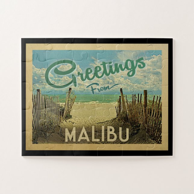 Malibu Jigsaw Puzzle Beach Vintage Travel (Horizontal)