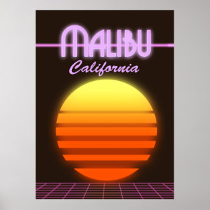 Malibu Kalifornien Sonnenuntergang Reiseplakat Poster