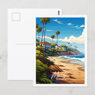 Malibu Kalifornien Vintage-Reiseillustration Postkarte