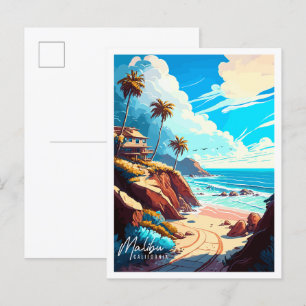 Malibu Kalifornien Vintage-Reiseillustration Postkarte