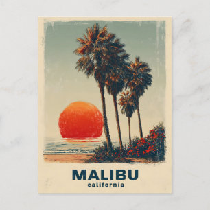 Malibu Kalifornien Vintage-Reiseposter Feiertagspostkarte