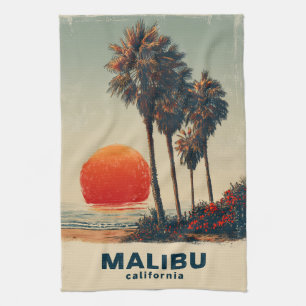 Malibu Kalifornien Vintage-Reiseposter Geschirrtuch