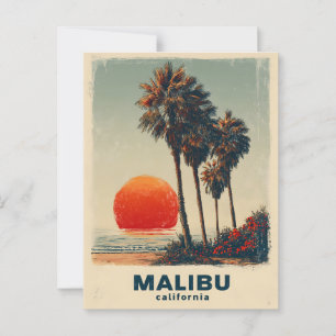 Malibu Kalifornien Vintage-Reiseposter Postkarte