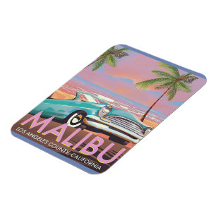 Malibu, Los Angeles, Kalifornien, Reiseplakat Magnet