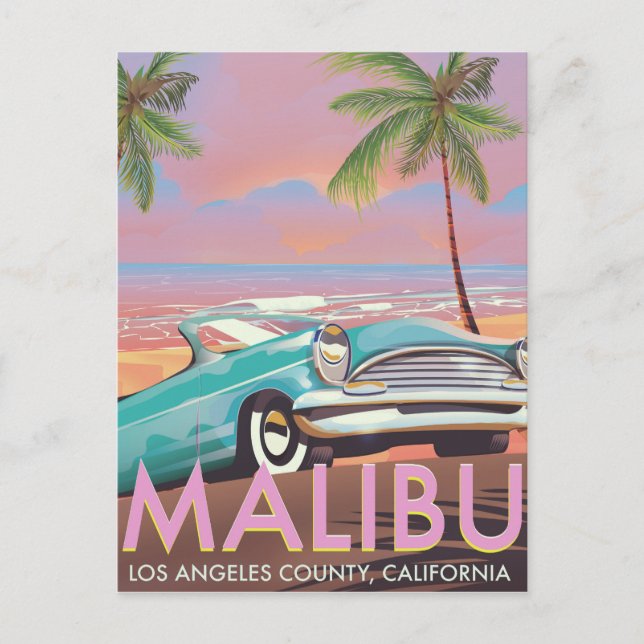 Malibu, Los Angeles, Kalifornien, Reiseplakat Postkarte (Vorderseite)