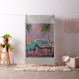 Malibu, Los Angeles, Kalifornien, Reiseplakat Stoff