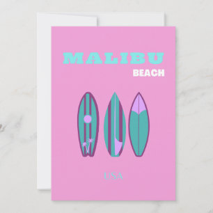 Malibu, Malibu Beach, Kalifornien, Preppy, Pink Feiertagskarte