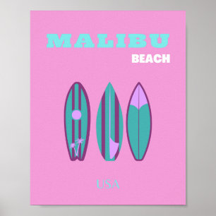 Malibu, Malibu Beach, Kalifornien, Preppy, Pink Poster