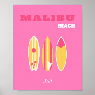 Malibu, Malibu Beach, Kalifornien, Preppy, Pink Poster