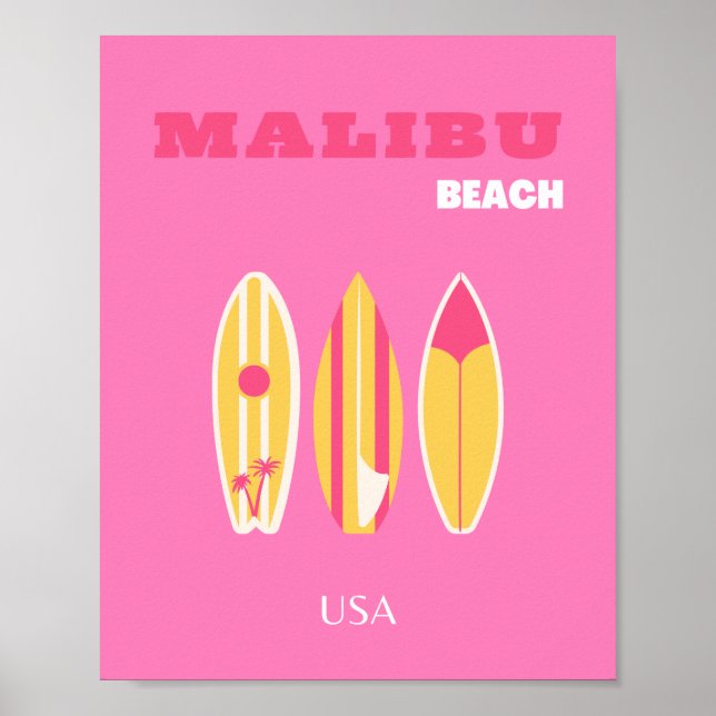 Malibu, Malibu Beach, Kalifornien, Preppy, Pink Poster (Vorne)