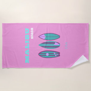 Malibu, Malibu Beach, Kalifornien, Preppy, Pink Strandtuch