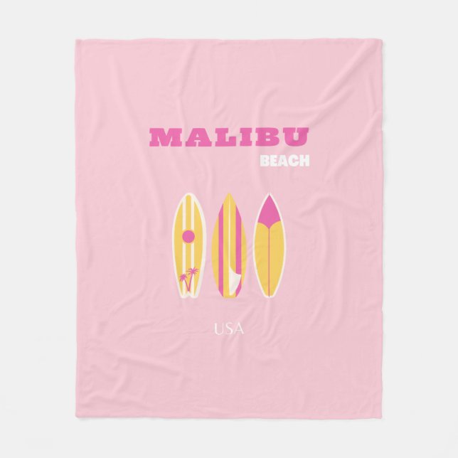 Malibu, Malibu Beach, Preppy, Pink Fleecedecke (Vorderseite)