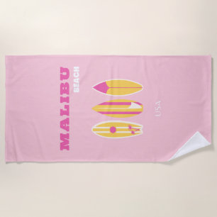 Malibu, Malibu Beach, Preppy, Pink Strandtuch