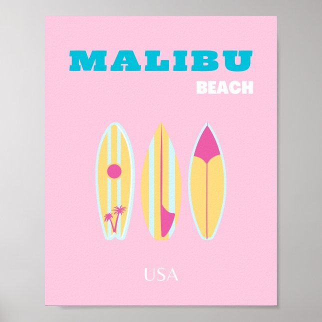 Malibu, Malibu Beach, Preppy, Preppy Girl, Pink Poster (Vorne)