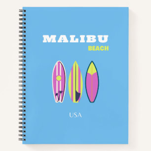 Malibu, Malibu Beach, Tropical, Preppy, Blue Notizbuch