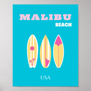 Malibu, Malibu Beach, Tropical, Preppy, Preppy Art Poster