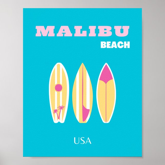 Malibu, Malibu Beach, Tropical, Preppy, Preppy Art Poster (Vorne)
