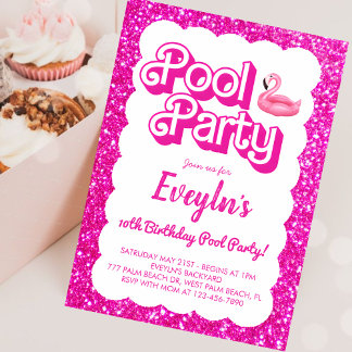 Malibu Pink Doll Pool Party Einladung