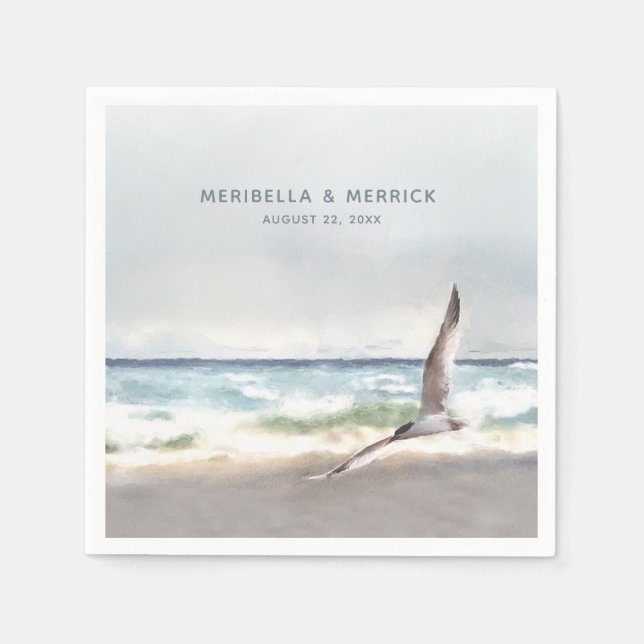 Malibu Sea Tern Coastal Hochzeit Serviette (Vorderseite)