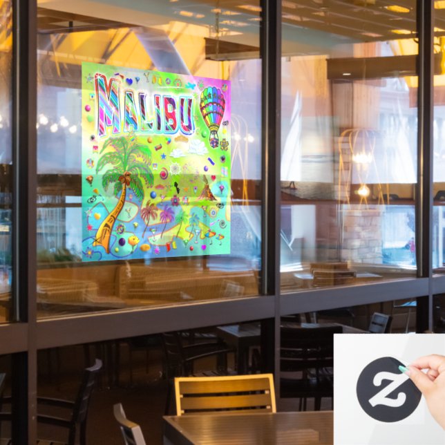 Malibu Timeless Melody Window Clying Fensteraufkleber (Restaurantfenster)