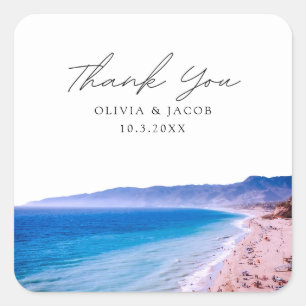 Malibu Wedding Landschaftlich California Beach Vie Quadratischer Aufkleber