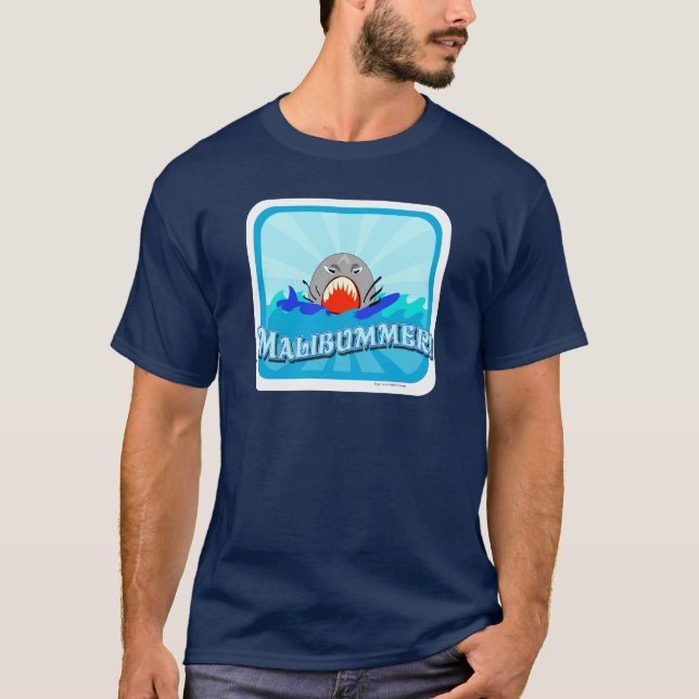 Malibummer Funny Malibu Tourist Hai Cartoon T-Shirt (Vorderseite)