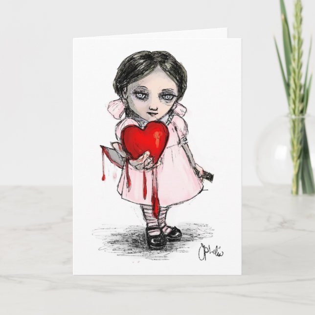 Malicious Valentine Girl Feiertagskarte (Vorderseite)