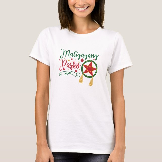 Maligayang Pasko Filipino Weihnachten Philippinen T-Shirt (Vorderseite)