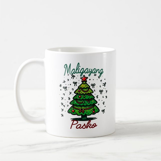 Maligayang Pasko Filipino Weihnachtsgeschenk Kaffeetasse (Links)