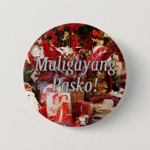 Maligayang Pasko! Frohe Weihnachten in Tagalog wf Button
